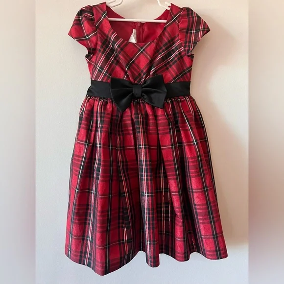 girls holiday plaid dress Original Holiday Plaid Bamboo Girls' Long Sleeve Dress main image 1